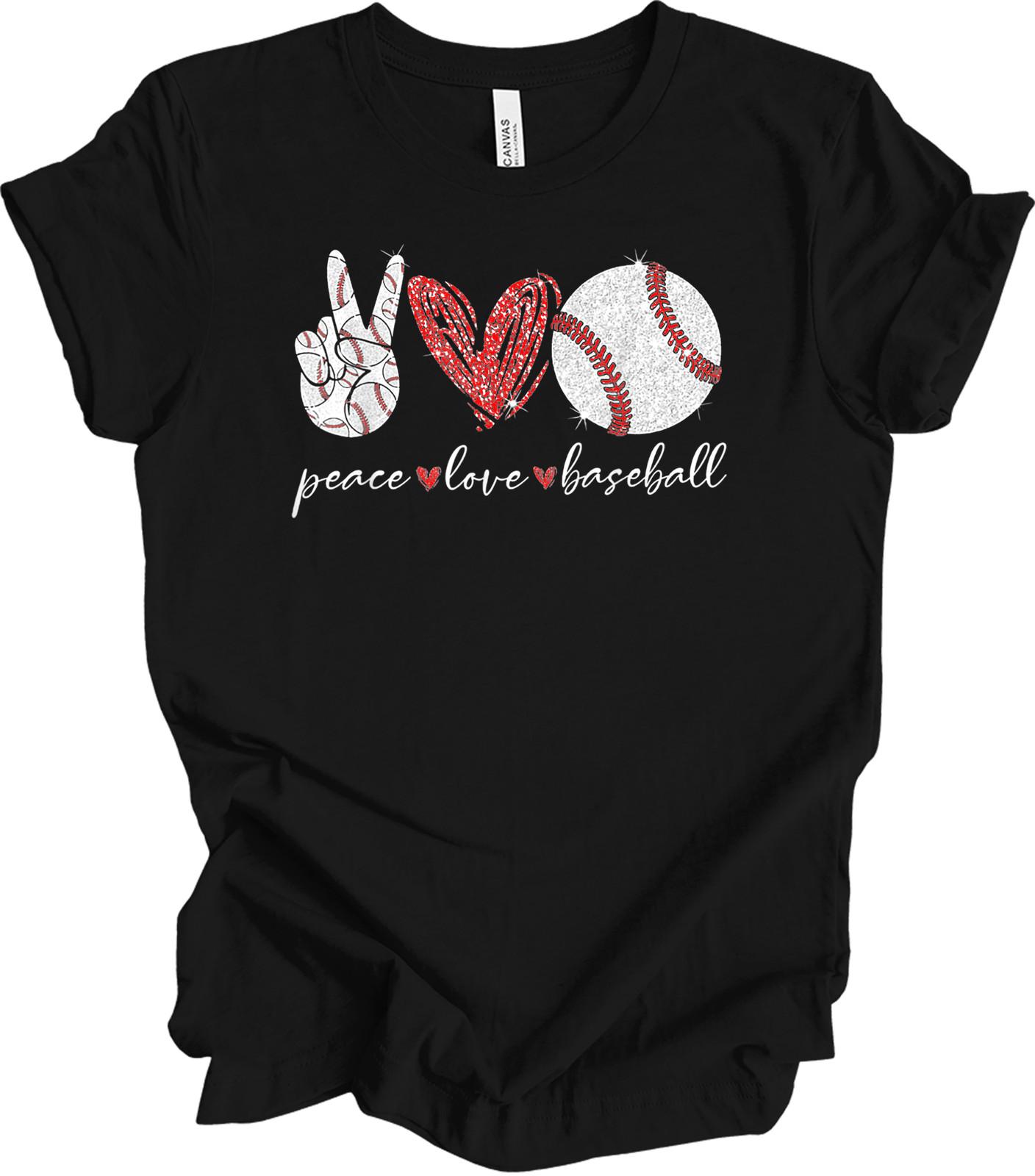 Peace Love Baseball Shirt Mom Mother Lover Ballers Gift T-Shirt Youth Baseball L