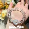 Jewelry, Natural Gold-Haired Crystal Sugar Cube Citrine Gourd Bracelet, New Chinese Fulu Sandalwood Gourd Bracelet Stacked