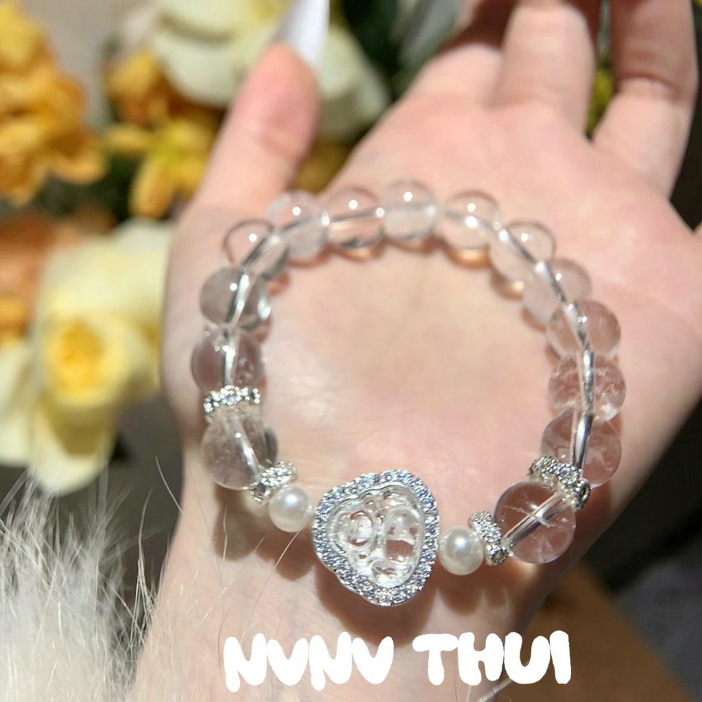 Jewelry, Natural Gold-Haired Crystal Sugar Cube Citrine Gourd Bracelet, New Chinese Fulu Sandalwood Gourd Bracelet Stacked