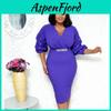 Elegant Women's Fashion Autumn And Winter Long Sleeved Pleated V-neck Bead Sexy Dress