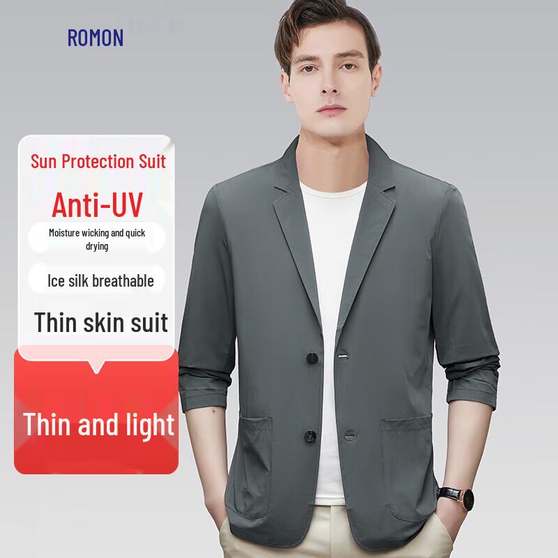 ROMON Men's Summer Ice Silk Anti-Wrinkle Casual Blazer