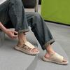 Fashion Summer Holiday Shoes Mens Sandals Flat Non-slip Male Footwear Fashion Brand Black Beige Shoes Thick Sole D410