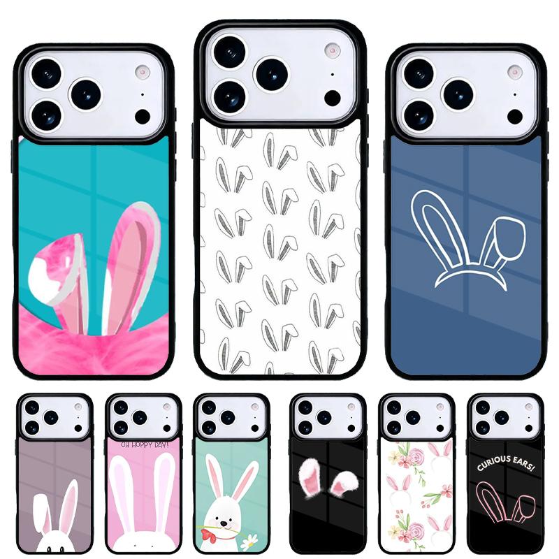 Bunny Rabbit Ears soft Phone Case for iPhone 17 16 15 14 13 Pro Max Back Cover for 12 11 Pro Coque