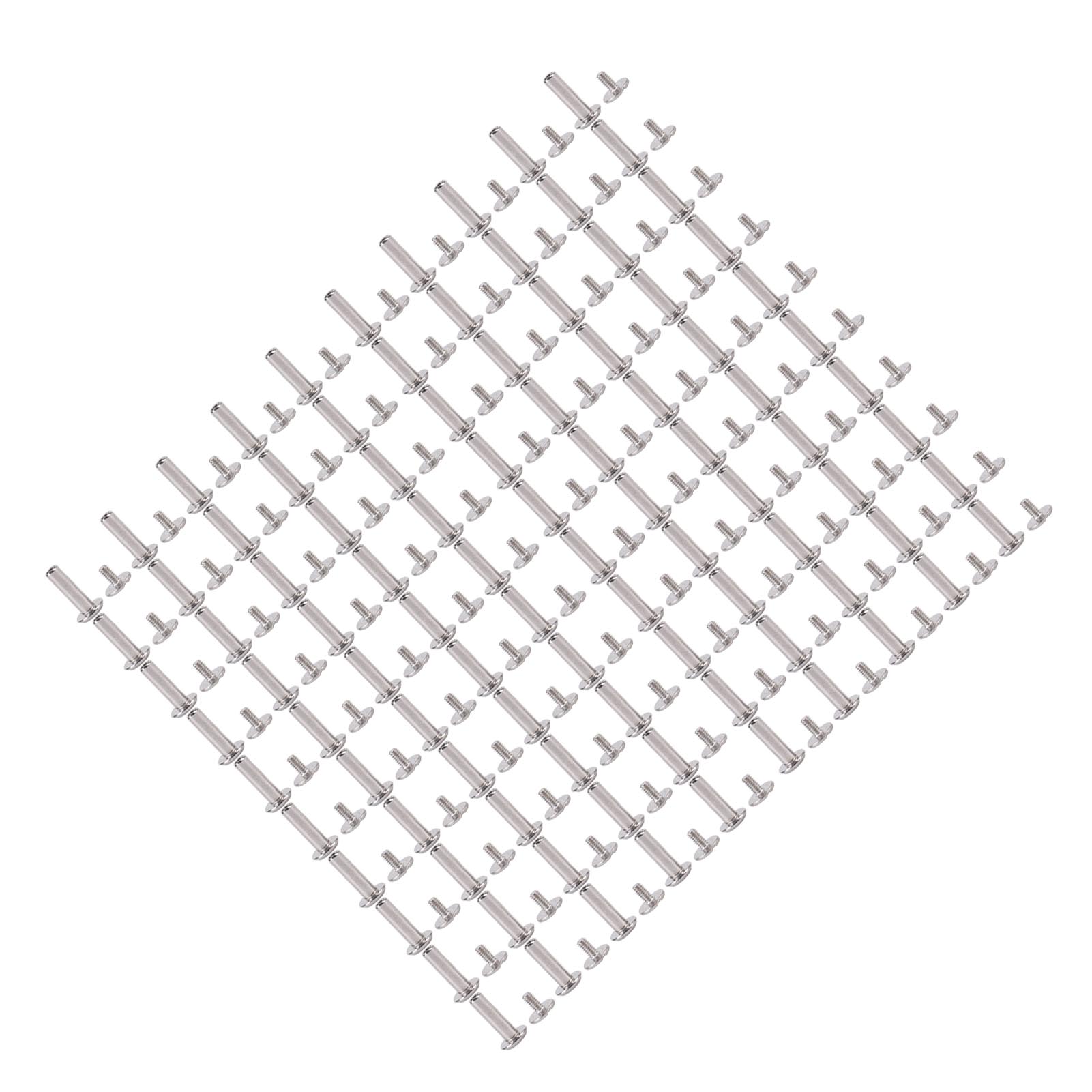 

100 наборів гвинтових заклепок M2 з круглою плоскою головкою з нержавіючої сталі, шкіряні заклепки, кріпильні гвинти для рукоділля