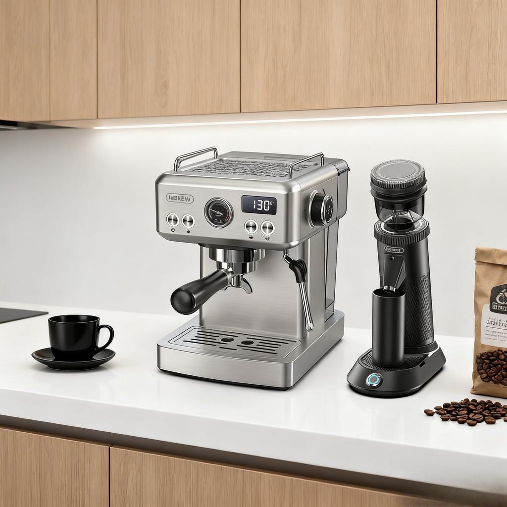 HiBREW H10A Semi Automatic Espresso Machine | 20Bar Pressure | Temperature Adjustable | 58mm Portafilter | Cold & Hot Coffee Maker | Metal Case