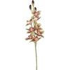 Gelber Künstlicher Cymbidium-Orchideenstiel, Kunstorchidee mit Blüten & Knospen, Kunstblume für Heimvasendekor