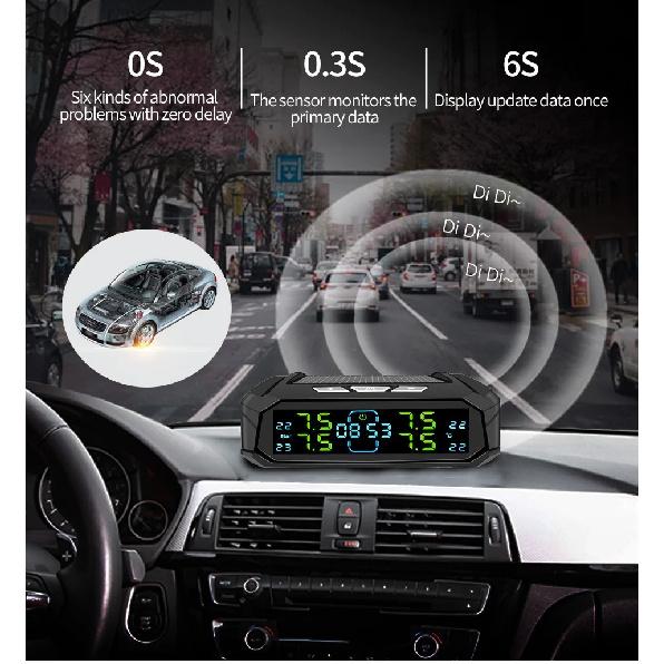 Bar Wireless Intelligent Car Tire Pressure Alarm Monitor System Temperature Air Pressure Gauge With 6 Durable Tire Sensors