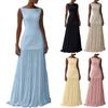 Dámské plisované šaty Elegantní bez rukávů Dlouhé šaty