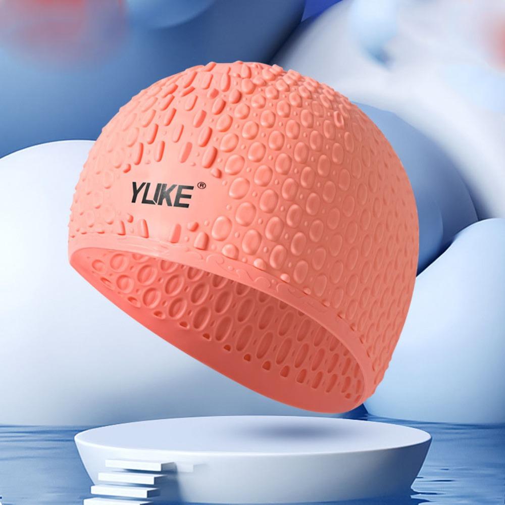 

PU Children s Swim Cap Solid Color Swimming Hat Silicone Swimming Cap Water Sports розовый