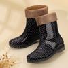 Water Shoes Medium and Low Tube Rain Shoes Women's Short Rain Boots Half Tube Water Boots Flower Cloth Adult Plus Cotton Lint Rainproof