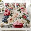 3D Flora Printed Bed Sheet Set Printed Fitted Sheets With 1/2 Pillowcases Custom Suitable for Both Boys and Girls Decor
