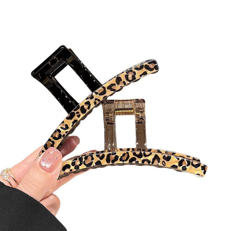 Korean Retro Leopard Print Claw Clip for Women - Secure Updo Hair Accessory