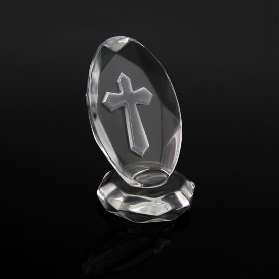 Klarer Kunstkristallfigurine Transparentes Glas Glaube Ornament Ostern Weihnachten Religiöse Schreibtischdekoration Christlich Spirituell Inspirierend