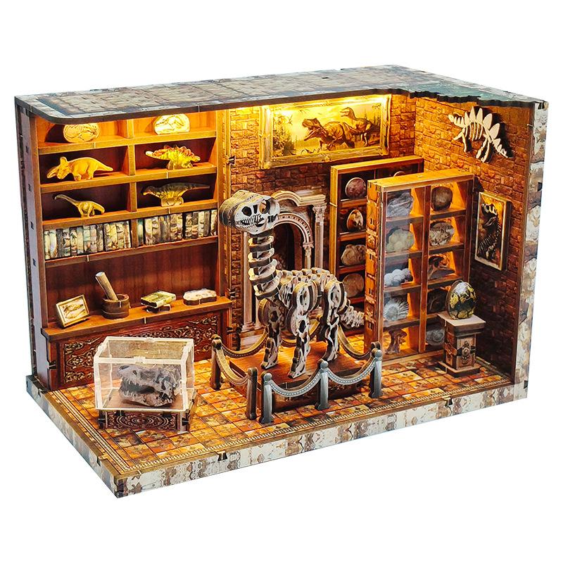 DIY Wooden Miniature Model Kit Dinosaur Research Institute Doll Houses 3D Puzzle Dollhouse with Furniture Friends Gifts