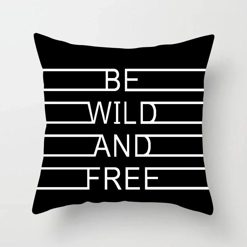Home Decorated Black and White Geometric Cube Letter Printing Cushion Cushion Car Bedroom Living Room Sofa Pillow Sleeve