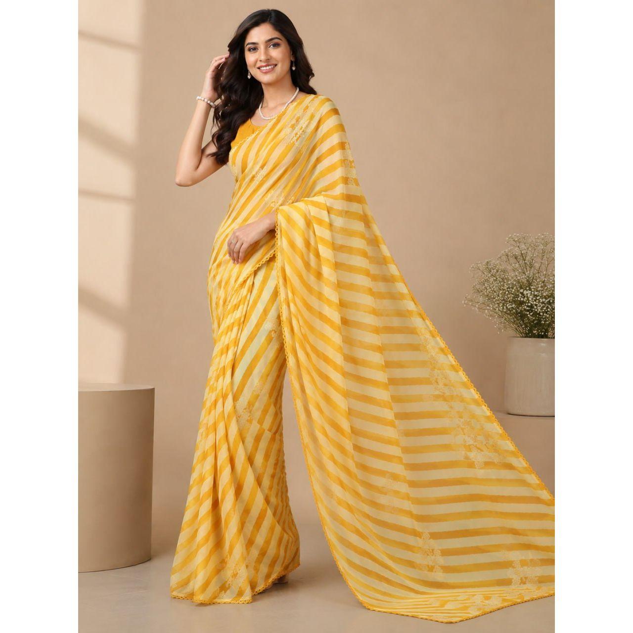 New Launch Elegant Foil Print Georgette Saree Collection