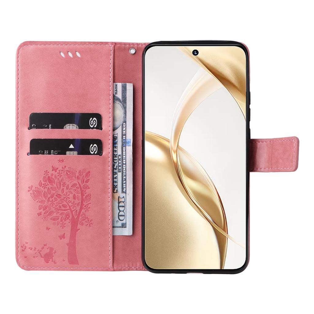 For Honor 200 5G Phone Case with Stand Cat Tree Pattern Leather Wallet Mobile Cover