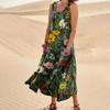 Women's Casual Fashion Flower Printed Sleeveless Pocket Dress
