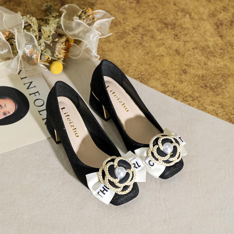 Euro Designer Women Shoes Modern Pumps Girl Beautiful Pearl Flowers High Heel Shoes Luxury Bowknot Dress Shoes