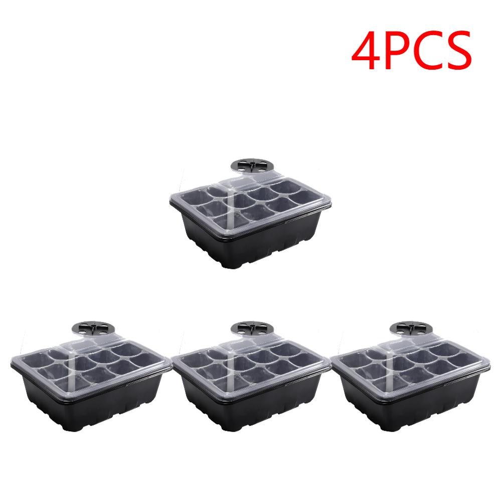 1-5pcs Plants Seed Starter Trays with Humidity Dome 12 Holes Per Tray Nursery Pots Lights For Home Plant Greenhouse Growing Pot