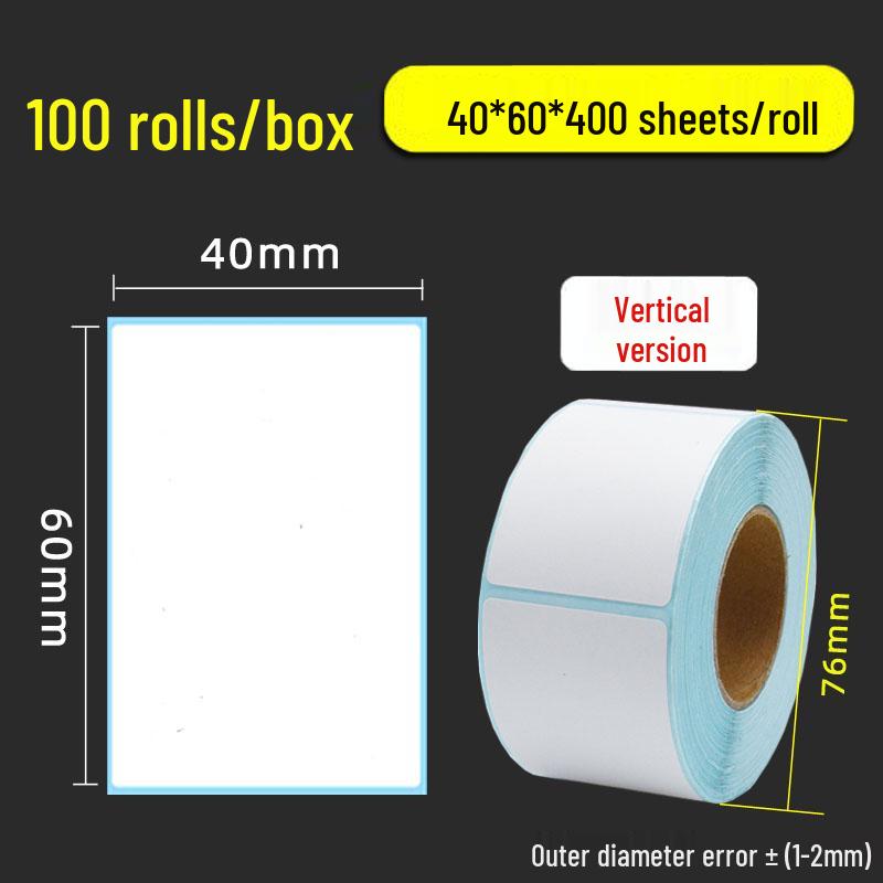Thermal Self-Adhesive Barcode Labels: 60x40mm, 20-100 Blank Labels per Box