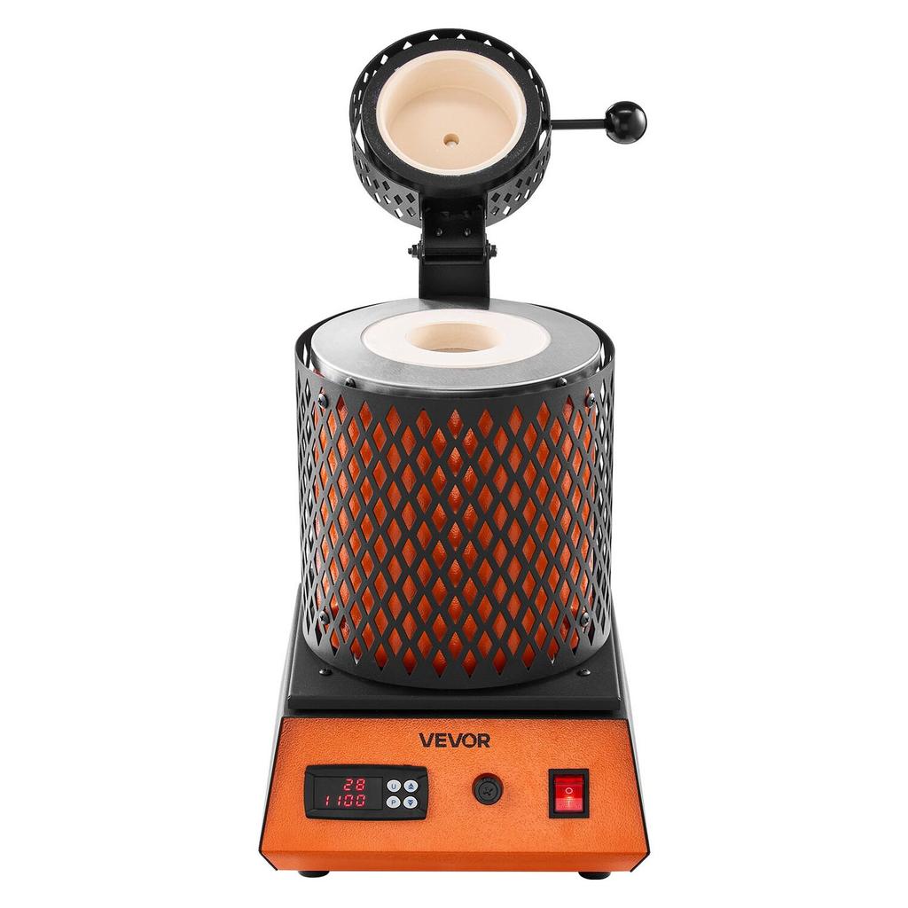 Electric Melting Furnace, 1350W Electric Melting Furnace Kit, 2102/1150 Metal Smelting Machine with 3kg Ceramic Crucible, Gold Smelting Kit for