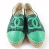 Excellent CHANEL Shoes COCO Mark Fabric Espadrilles Tweed Green Women 35 G29762 Used