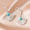 French Retro Fan-shaped Fishtail Earrings for Women Inlaid with Natural Stone Stainless Steel Electroplated Thick Earrings