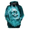 Autumn Vintage Hoodie Men Skull Flaming Graphic 3D Print Hip Hop Style Casual Men's Long Sleeve Oversize Comfortable Clothing