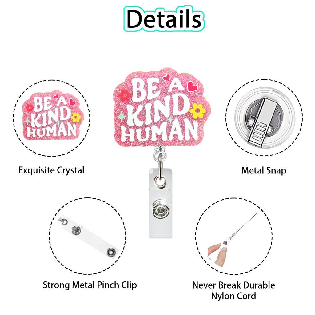 Glitter Acrylic Id Holder Vibrant Retractable Badge Reel Alligator Clip Badge Holder Inspirational Nurse Badge Reel For Nurse