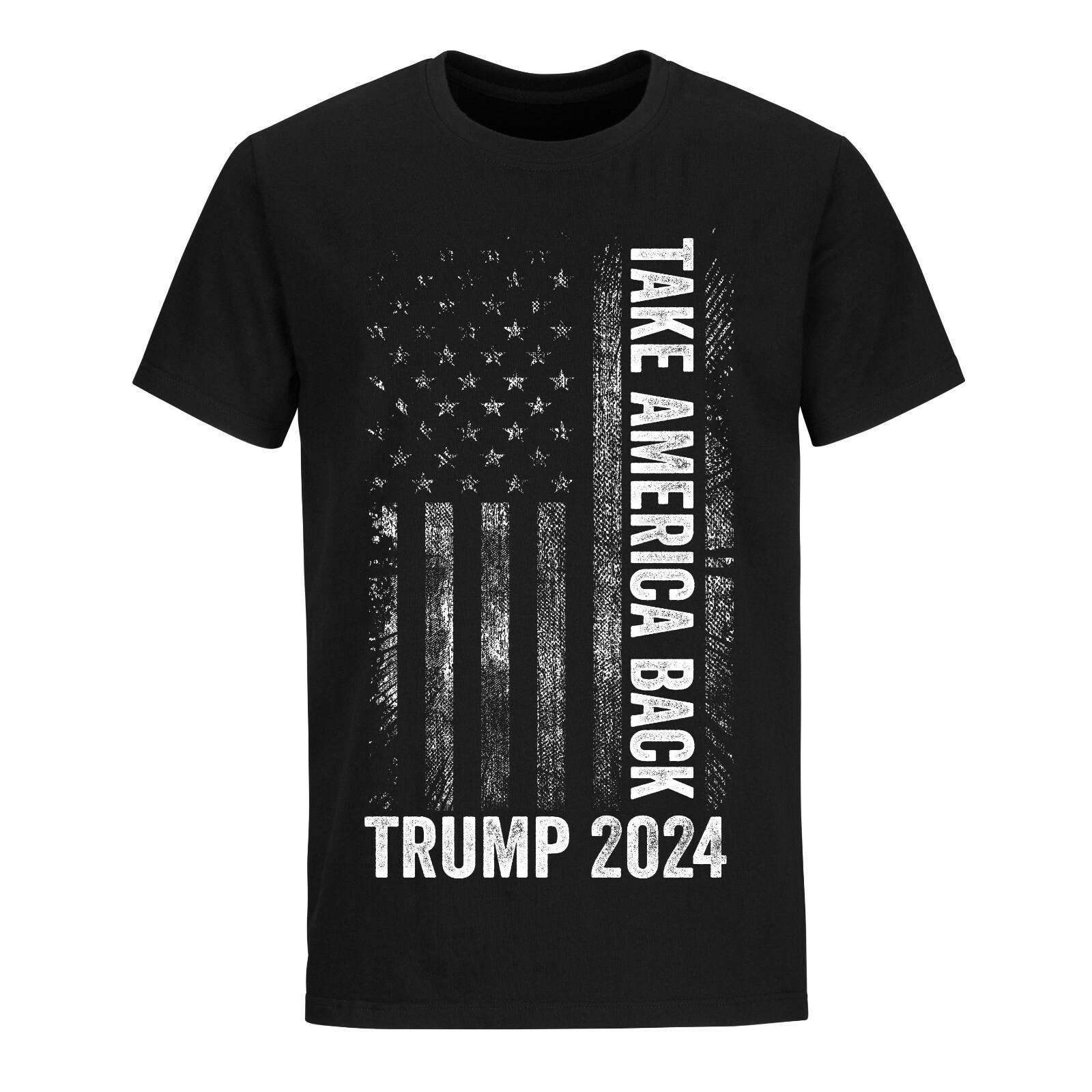 Trump 2024 Take America Back USA Flag T Shirt Mens Womens Tees Tops Political Election Trump Shirts XL