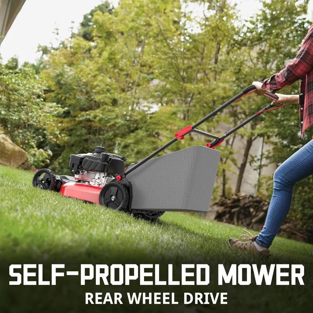 Self Propelled Gas Lawn Mower, 21-Inch 170cc OHV Engine RWD 3-in-1 with Bagging 2025 Version
