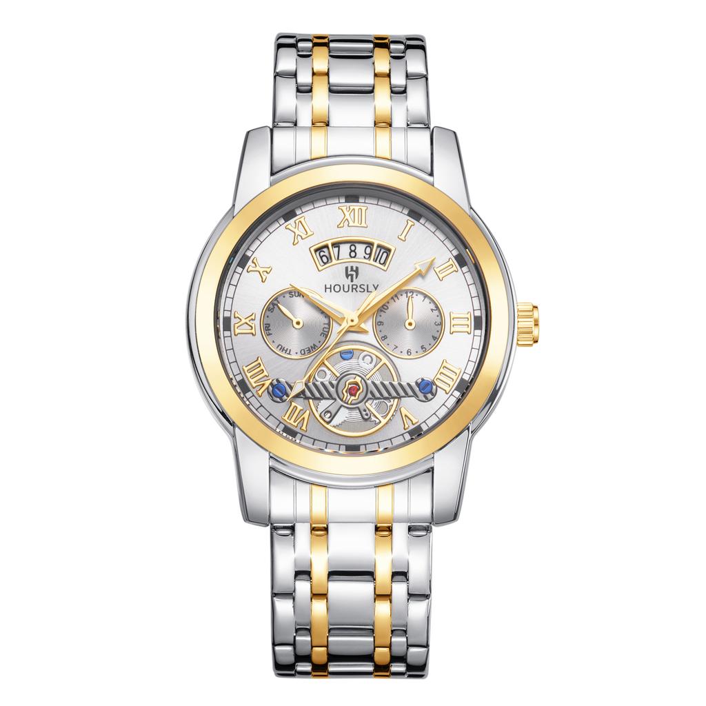 Fashion Men'S Watch, Simple Atmospheric Tourbillon Quartz Watch Fashion Business Steel Belt Watch