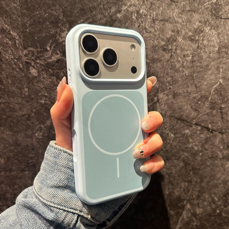 Dual-Color Magnetic Silicone iPhone Case for Apple 13-17, Drop-Proof, Women's High-End Design