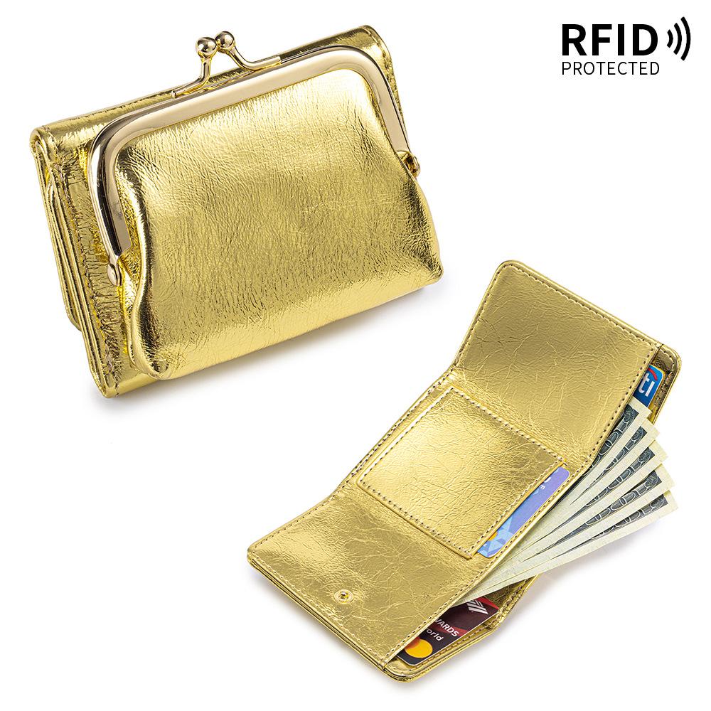 

Короткий женский кошелек со скидкой 30% большой вместимости новый креативный многофункциональный кошелек с застежкой-фермуаром кошелек для мелочи золотой