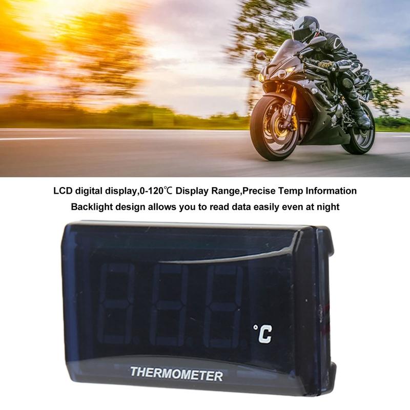 Universal Motorcycle DC12V LCD Slim Water Temperature Gauge 18mm Sensor Adapter for Suzuki Motorbike Temp Meter Replacement Kit