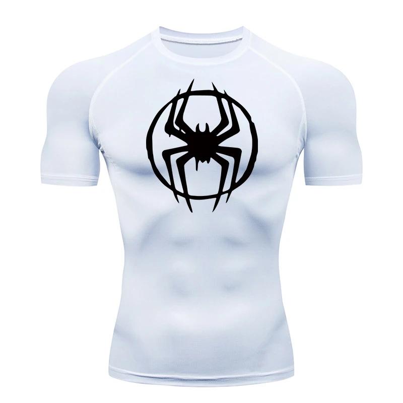 Spider Graphic Compression Shirts for Men Gym Workout Running Tshirt Summer Athletic Quick Dry Tees Tops Short Sleeve Rash Guard