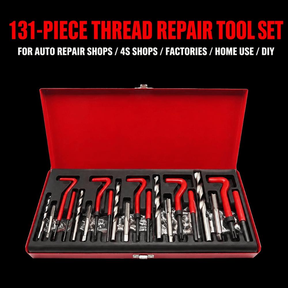 131Pcs/Box Fast Tap Craft Thread Repair Kit Auto Use Engine Repair Kit Tap Tool Set  Garage Work