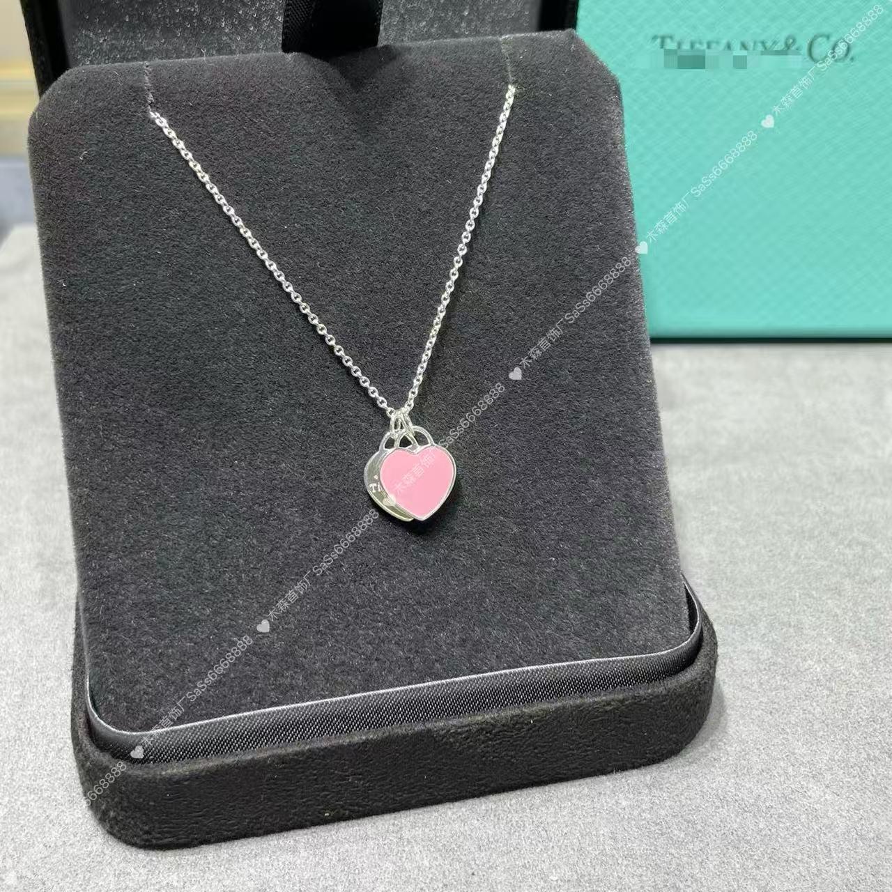 925 Sterling Silber Doppelherz Emaille Halskette für Damen – Modische High-End Schlüsselbein Kette white