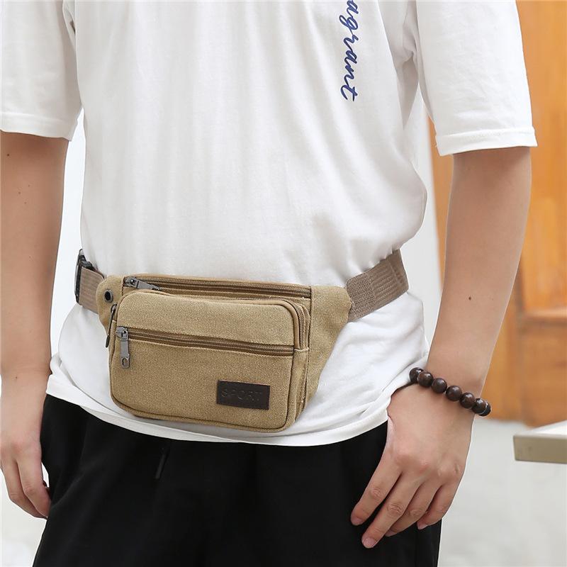 Large Capacity Waist Bag Men's Canvas Chest Bag Men's and Women's Large Capacity Outdoor Sports Bag