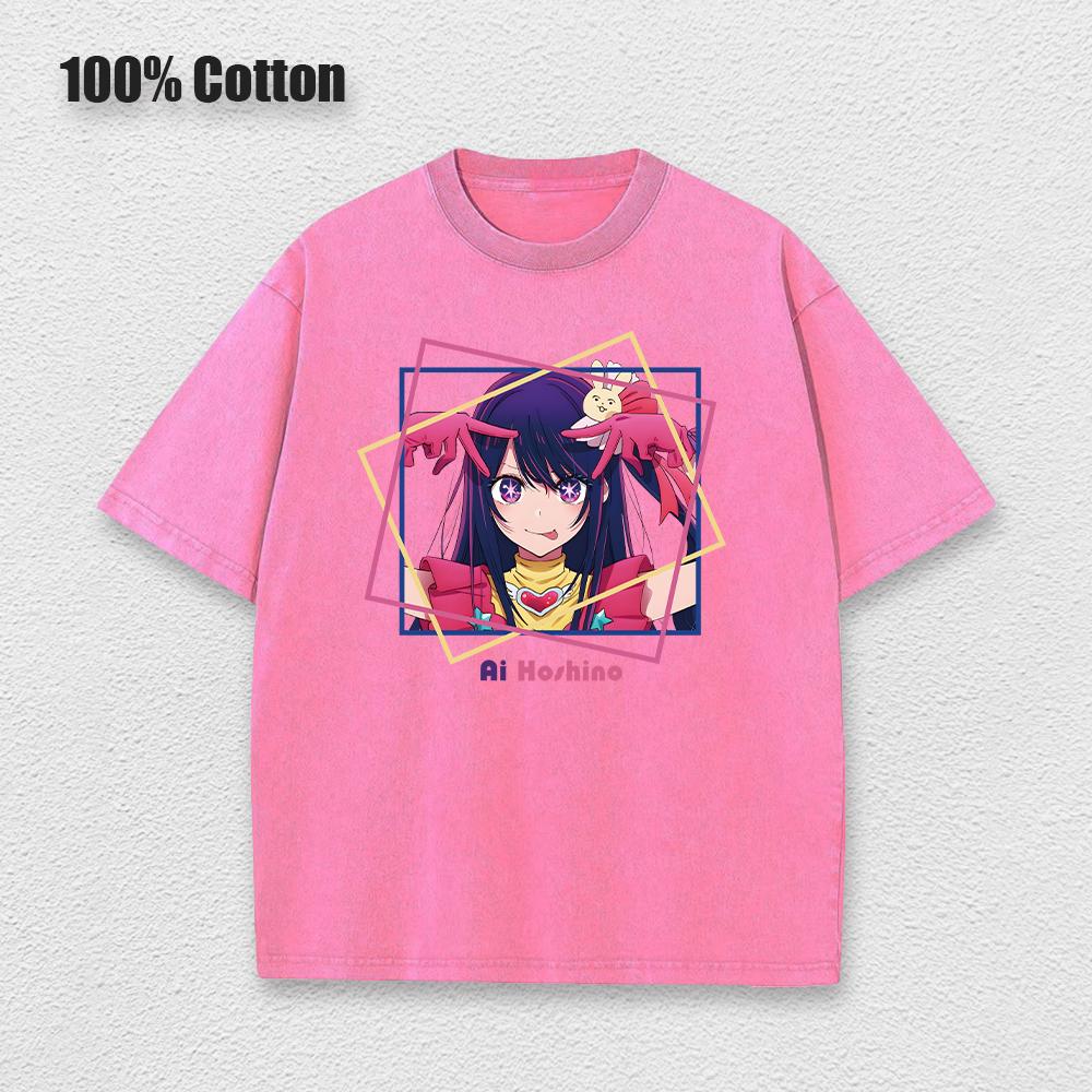 Acid Tshirt Kawaii Oshi No Ko Anime Ai Hoshino Cosplay Tshirt Hot Cartoon Fans Otaku TShirt Casual Solid Cotton Unisex Tee