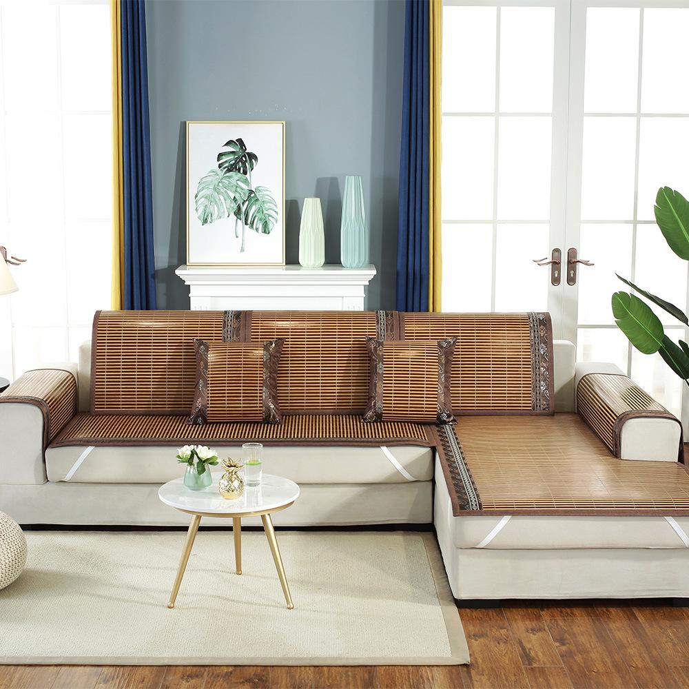 כרית ספת מחצלת במבוק קיץ קרח משי קיץ כרית מחצלת ספה בסגנון סיני כרית מחצלת במבוק כרית כיסא מחצלת קש