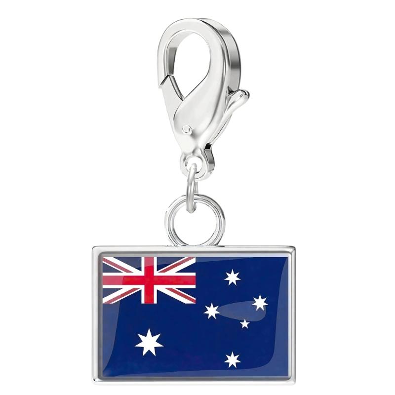 Braccialetto con Charm Bandiera in Acciaio Inossidabile con Moschettone, Gioiello Ciondolo Paese per Regalo di Viaggio Accessorio Stile