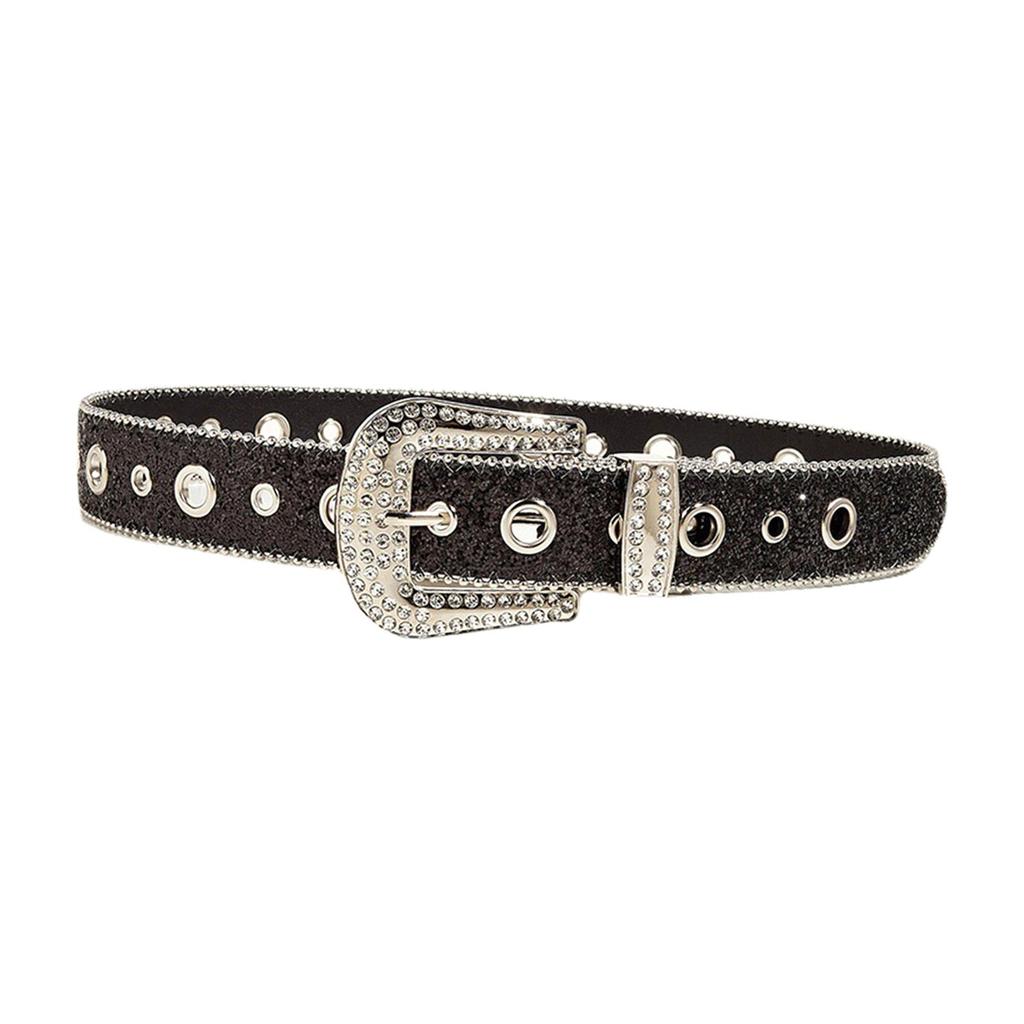 Fashion Women Belt PU Leather Casual Shinning Rhinestone Jeans Decorative Cowgirl for