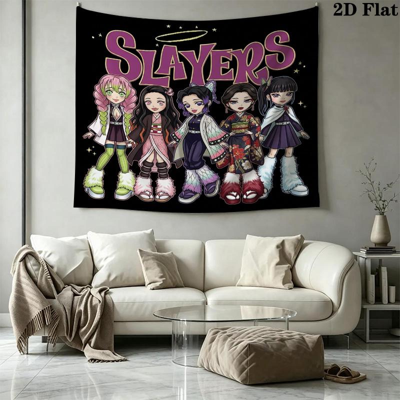 Demon Slayer Kimetsu No Yaiba Wall Tapestry Aesthetic Wall Hanging Printed Fabric Blanket Decorative Tapestries for Bedroom Living Room Home Decor