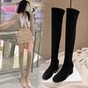 Fashion Elastic Long Faux Suede Boots Woman Over-the-knee Boots Casual Black Platform Shoes for Women Autumn Ladies Bottes