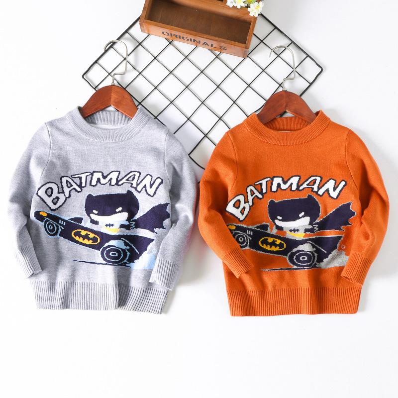 Children's New Autumn/Winter Double-Layer Knitwear Boys' and Girls' Warm Knitted Sweaters Pullover Cartoon-Printed Sweaters Base Layer Sweaters