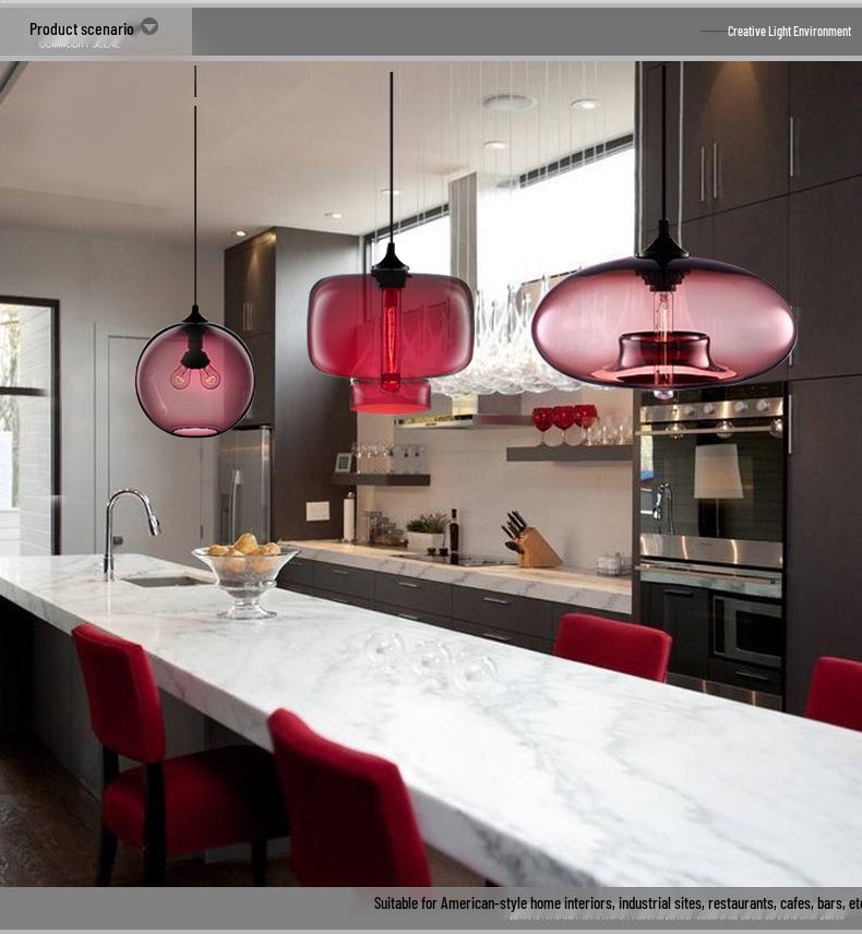 Nordic Retro Glass Pendant Light for Bar, Cafe, or Restaurant – Simple, Creative Single Head Lampshade Lighting