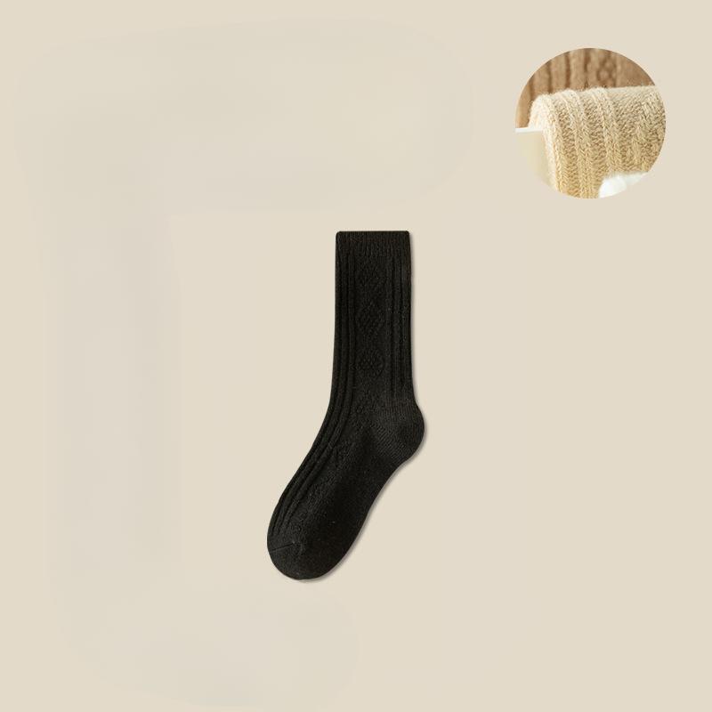 Female Autumn and Winter Plus Velvet and Thick Month Son Wool Long Pile Socks
