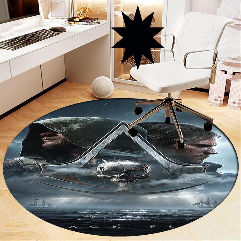 Assassin's Creed Printed Round Rug Carpet Chair Rug Area Rug Entryway Doormats,for Office Chair Living Room Bedroom Kitchen Room.